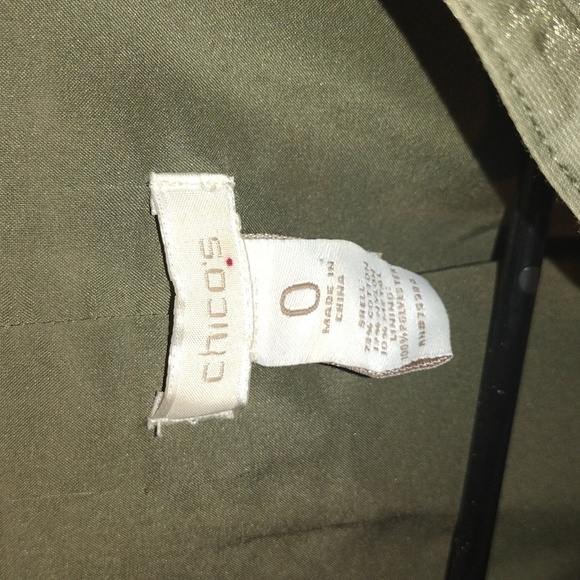 Olive Green Chico's Woman's Lightweight Jacket with Bunched Detail 0/XS - Picture 4 of 6